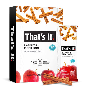 That'S It. Apple + Cinnamon 100% Natural Real Fruit Bar, Best High Fiber Vegan, Gluten Free Healthy Snack, Paleo For Children &
