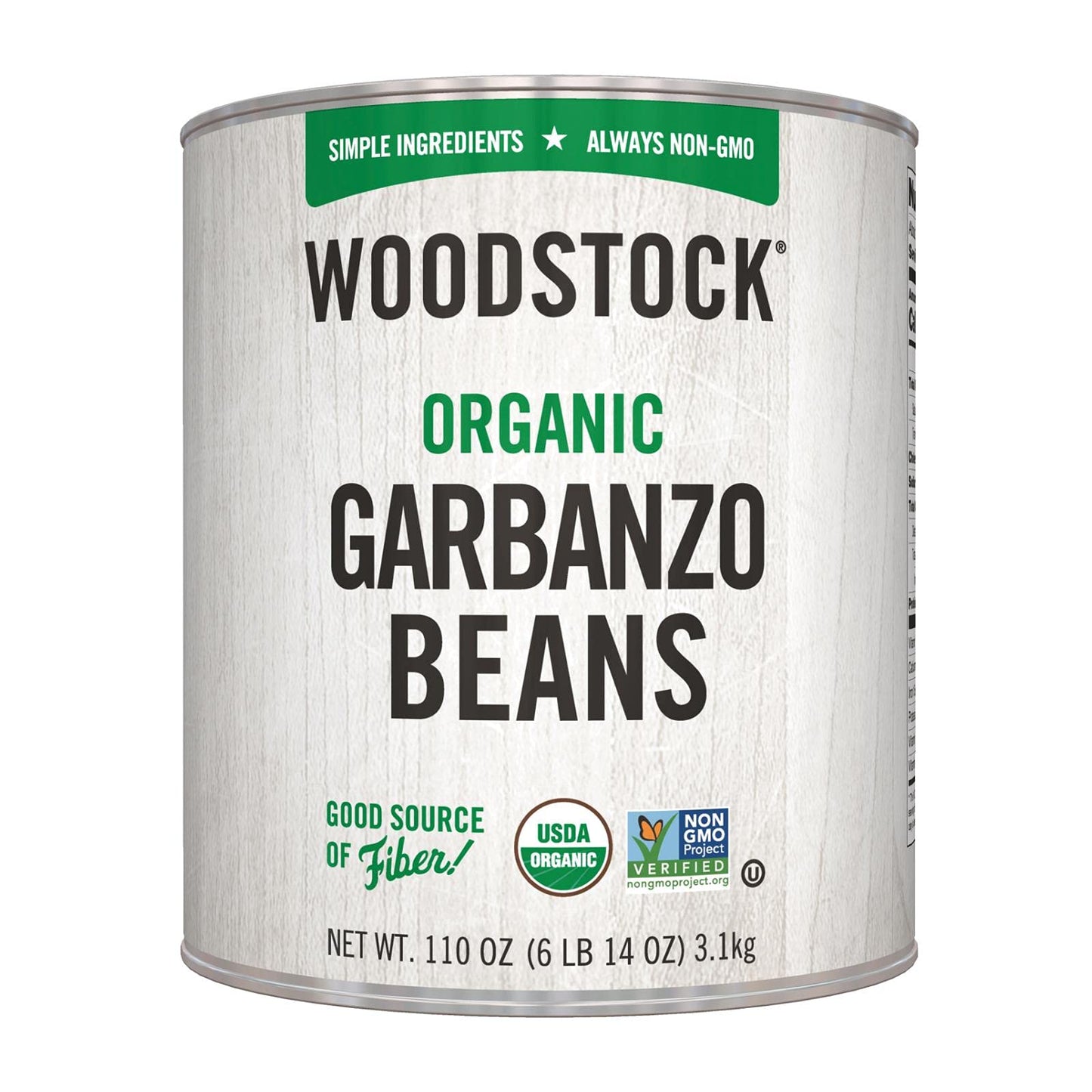WOODSTOCK, BEANS, OG2, GARBANZO, Pack of 6, Size 110 OZ - No Artificial Ingredients GMO Free Kosher 95%+ Organic