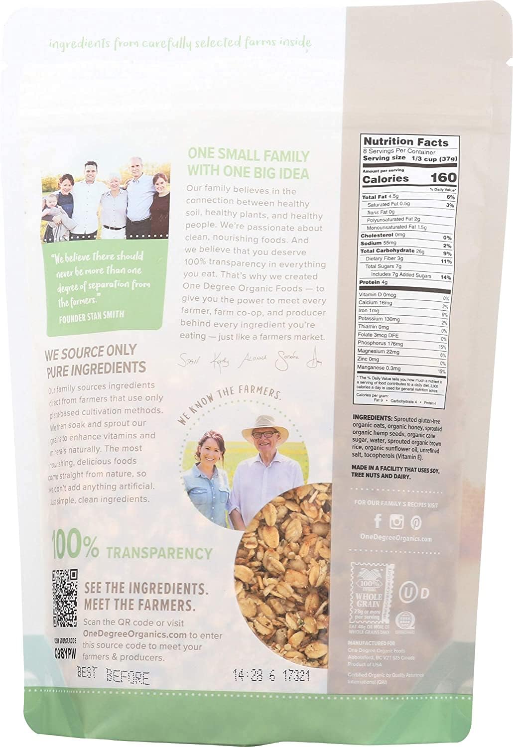One Degree Sport Oat Gran,Og2,Hny Hm 11 Oz (Pack Of 6)