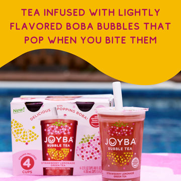 Joyba Bubble Tea Mango Passion Fruit Green Tea, 4 Pack, 12 Fl. Oz. Cups