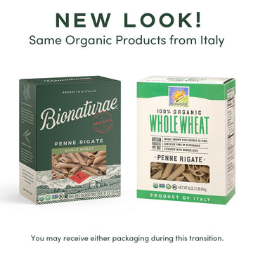 Bionaturae Penne Rigate Pasta Noodles - Whole Wheat Pasta, Kosher Certified, High Protein, Non-GMO Verified, USDA Certified, Who