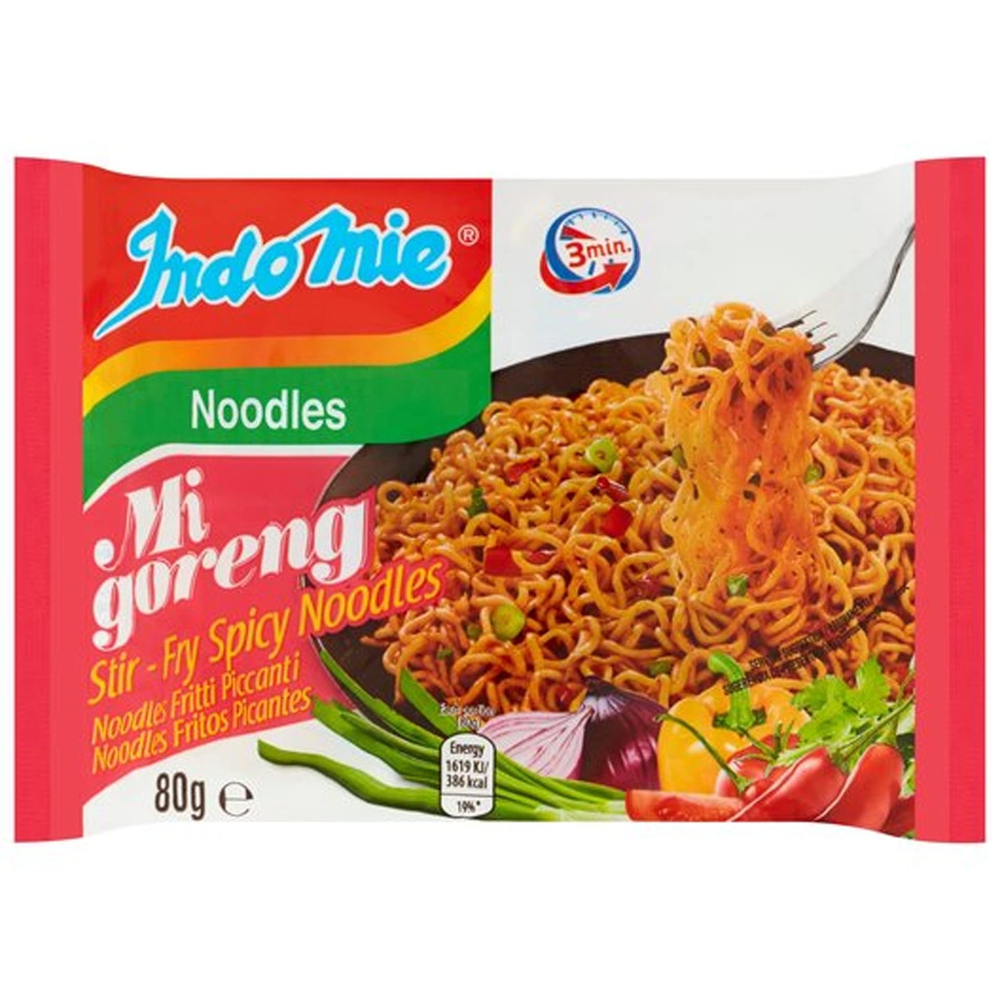 Indomie Mi Goreng Instant Stir Fry Noodles, Halal Certified, Hot & Spicy / Pedas Flavor 2.82 Ounce (Pack Of 30)