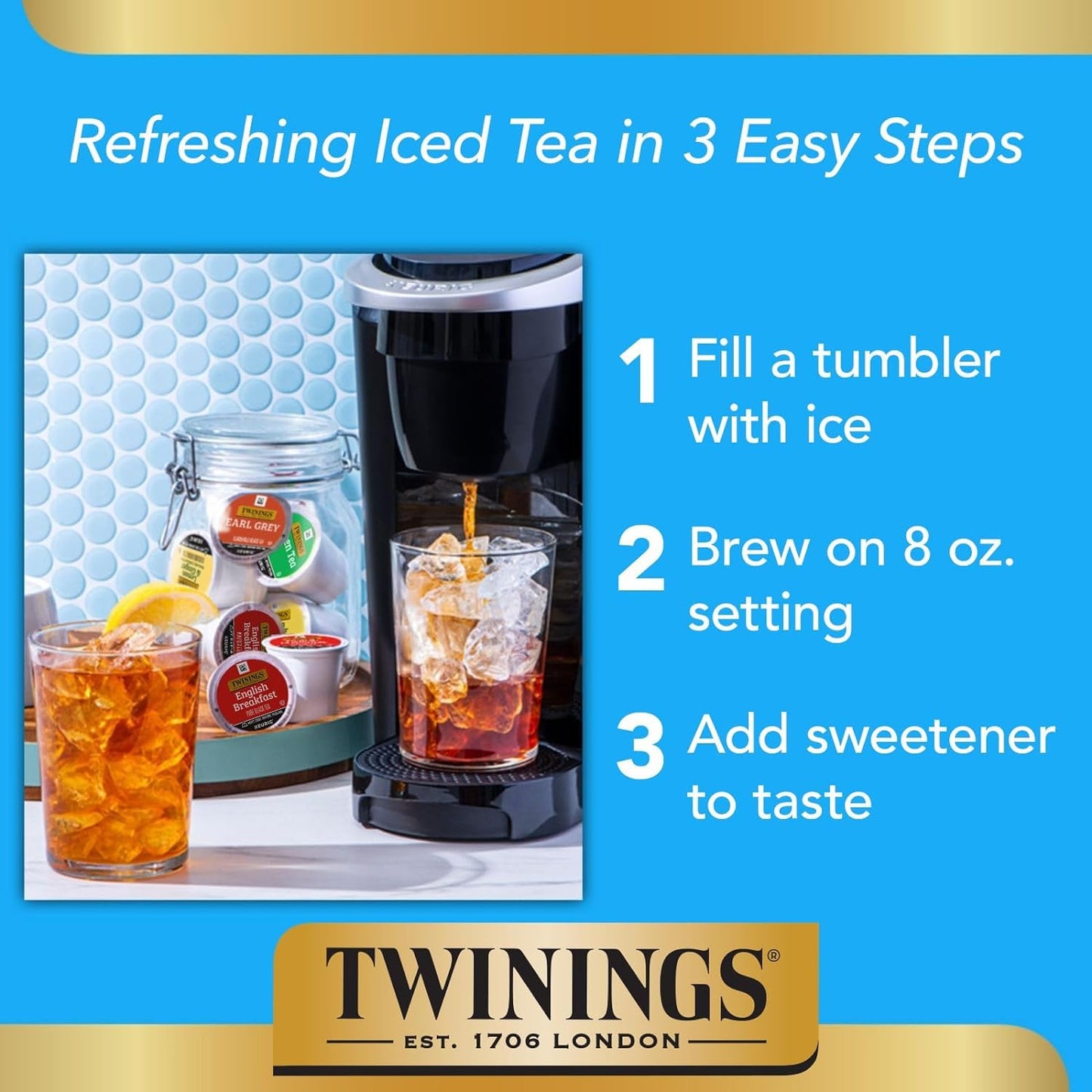 Twinings Iced Tea Unsweetened Black Tea K-Cup Pods For Keurig, Caffeinated, Refreshing, Smooth, Black Tea, 24 Count (Pack Of 1)