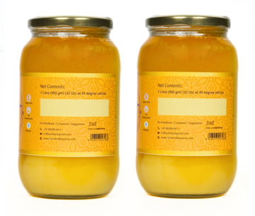 Swarnamrit A2 Desi Gir Cow Ghee Vedic Bilona Method Glass Jar Packaging (1 Litre X 2)