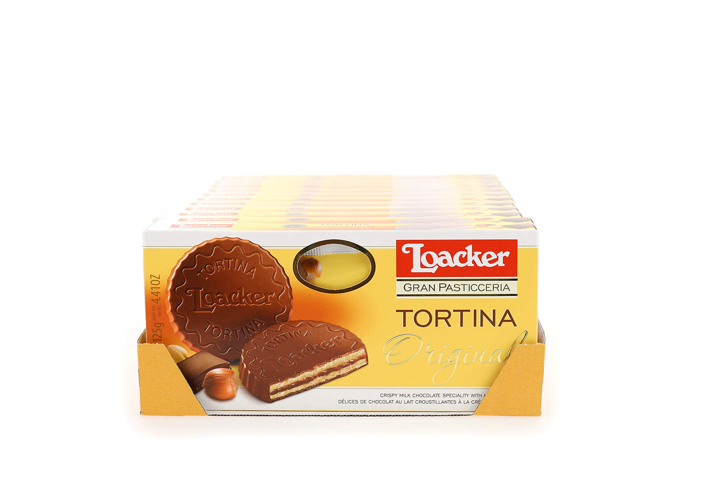 Loacker Tortina Premium Chocolate Coated Wafer, Original 125G/4.41 Oz.