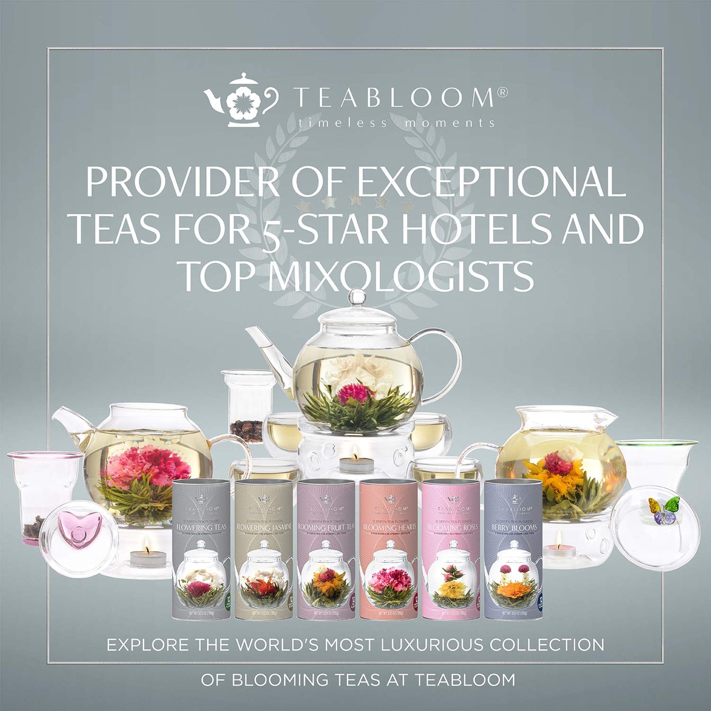 Teabloom Flowering Teas - 12 Assorted Berry Flavors - Premium Green Tea - 3.52 Ounce Pack