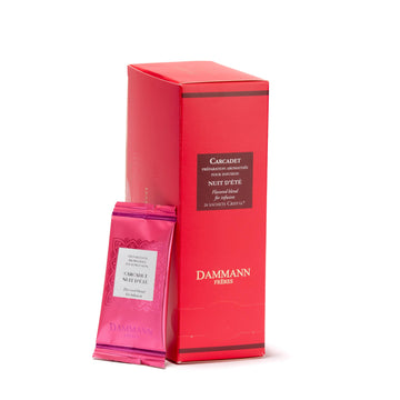 Dammann Freres Sachets, Carcadet Nuit D'Été Summer Night Tea Bags, Premium Gourmet French Hibiscus And Berry Herbal Tea, Individually Wrapped, 24 Count (Single Pack)