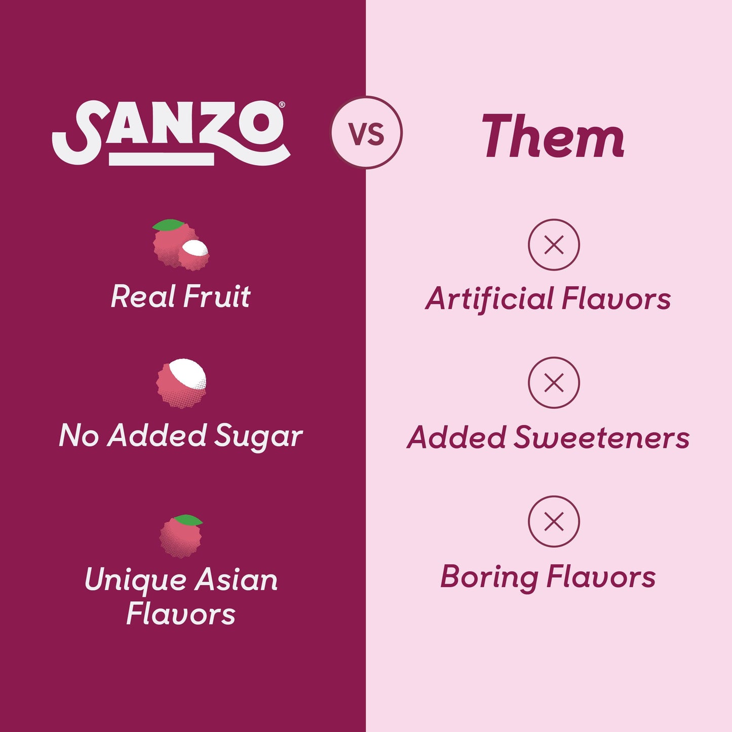 Sanzo Flavored Sparkling Water - Lychee (Berry), 12-Pack - Carbonated Drink Made With Real Fruit And Sugar-Free - Non-Gmo, Glute