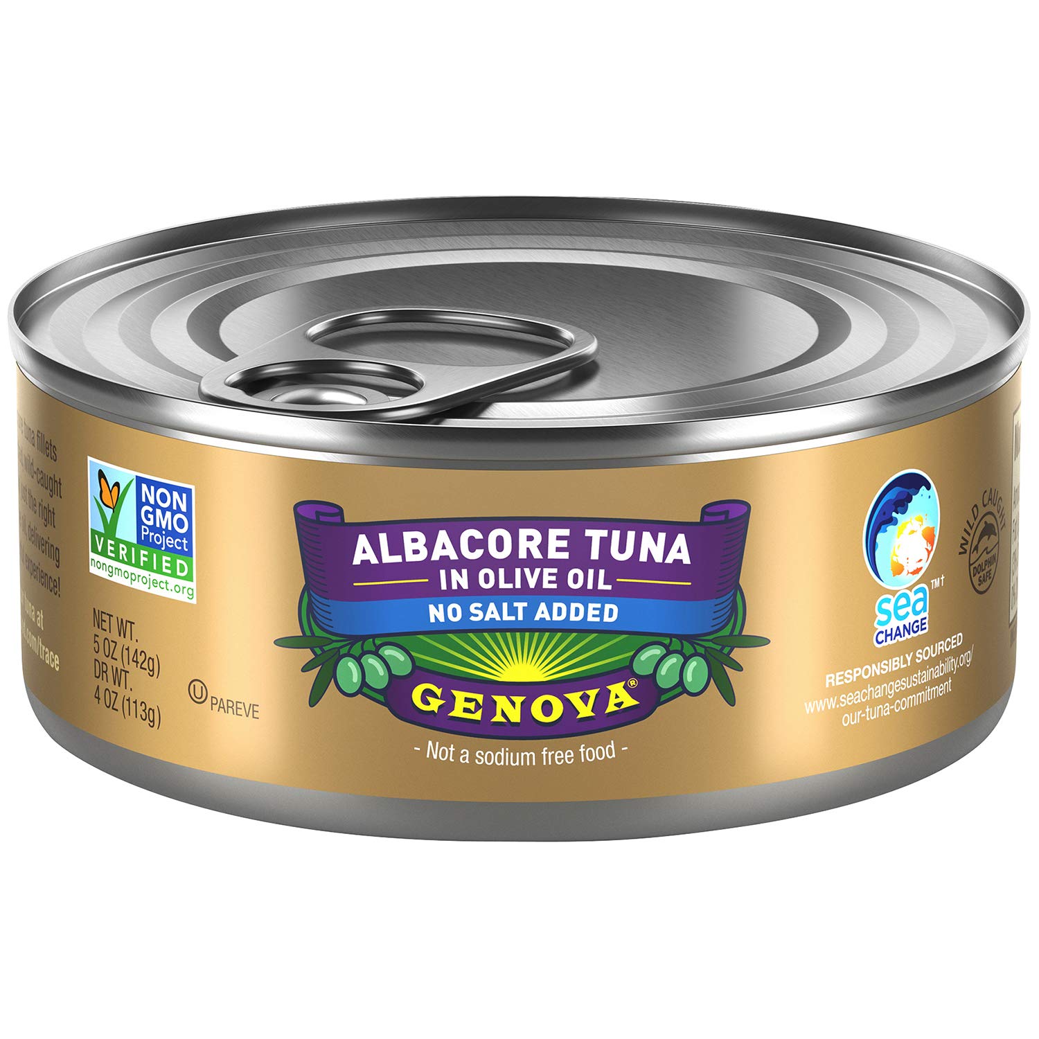 Genova Premium Albacore Tuna In Olive Oil, Low Sodium, Wild Caught, Solid White, 5 Oz. Can (Pack Of 12)