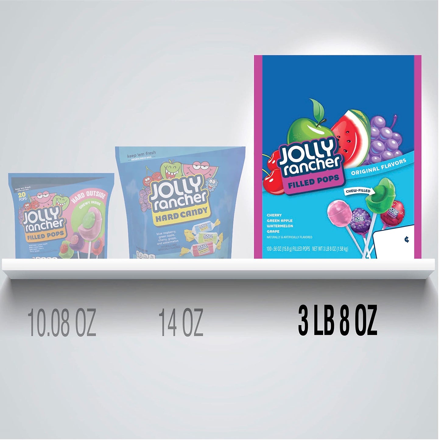 Jolly Rancher Filled Pops Assorted Fruit Flavored Candy Box, 56 Oz (100 Pieces)