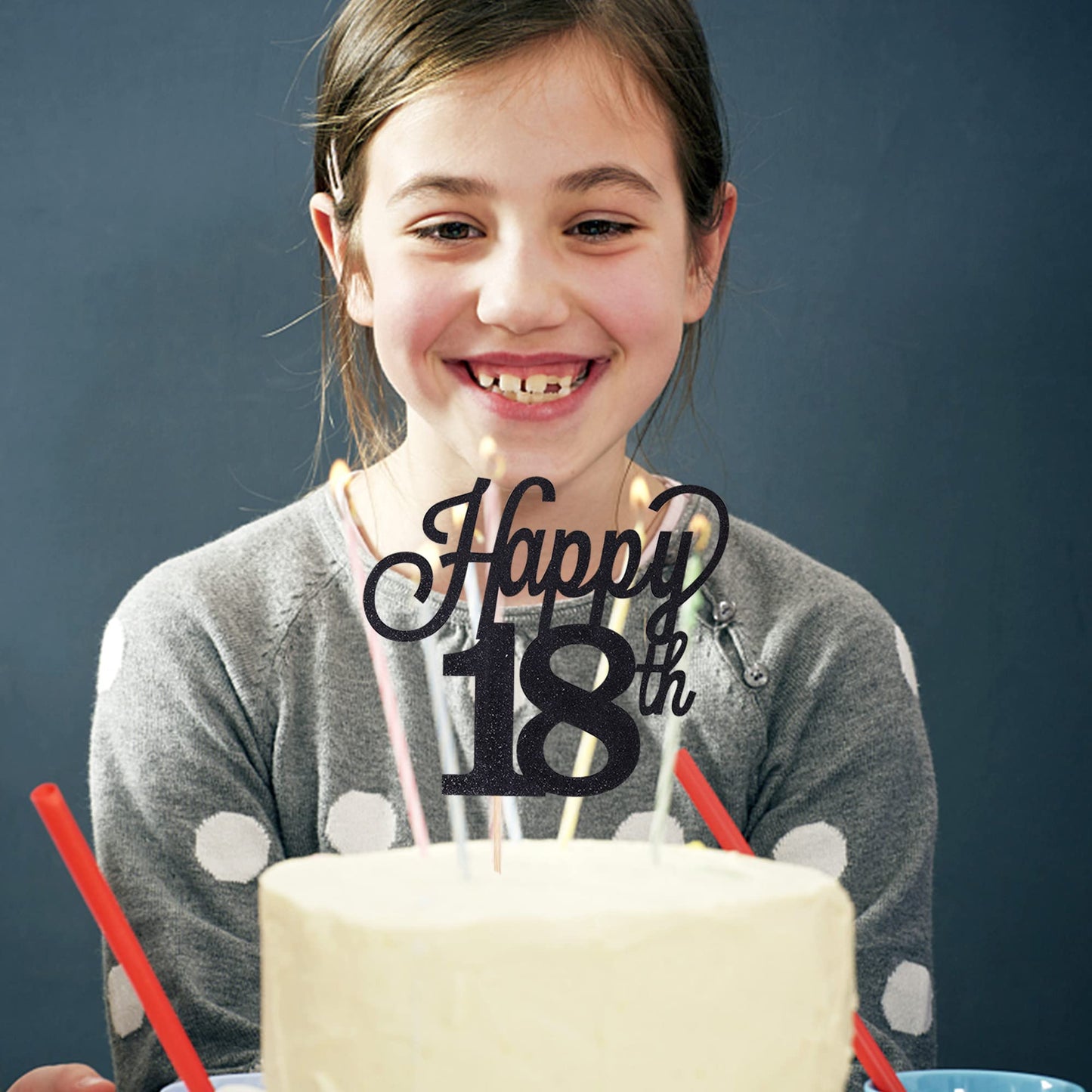 YCTHUNFISH 18th Birthday Cake Topper, Black Glitter, Small, Paper Material, Number 18 Decorations for Parties and Celebrations