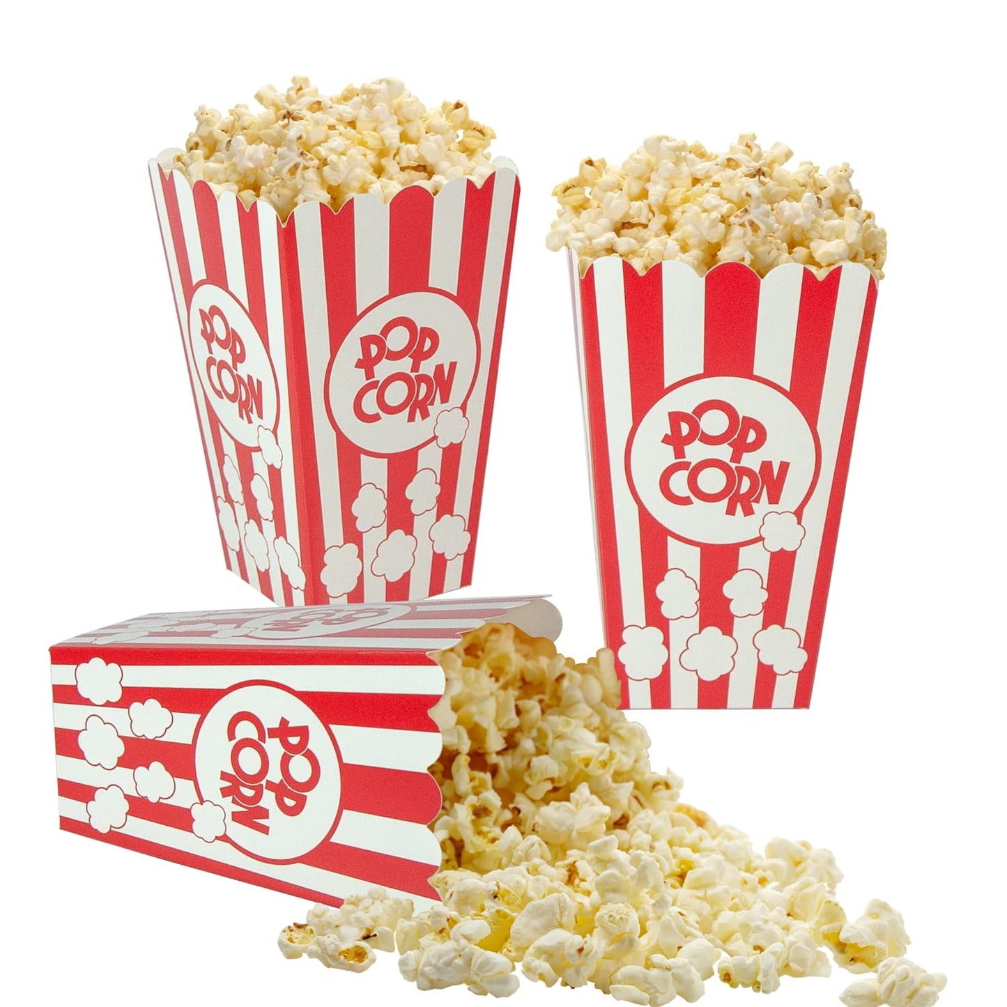 Xiehe 24 Pack Layered Popcorn Boxes - Carnival Parties Mini Paper Popcorn And Candy Containers Party Supplies For Movie Nights (Pop Corn)