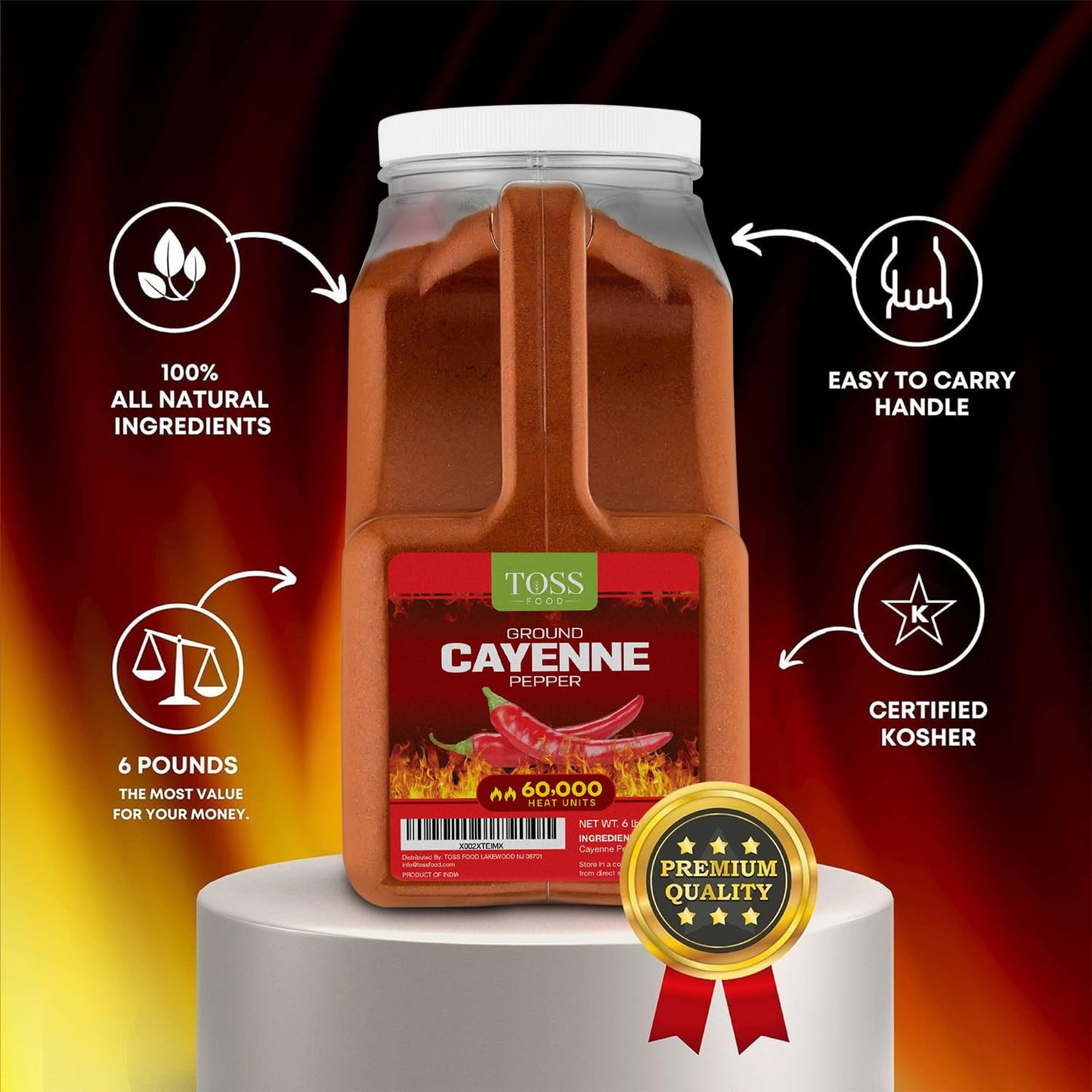 Extra Hot Cayenne Pepper Powder Bulk 60,000 Heat Units 6 Lb, Ground Cayenne Powder Hot Pepper Powder - Red Pepper Powder Spice F