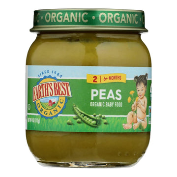 Earths Best Organic From 6 Months Peas Baby Food Plastic Container 4 Oz - 0023923343231