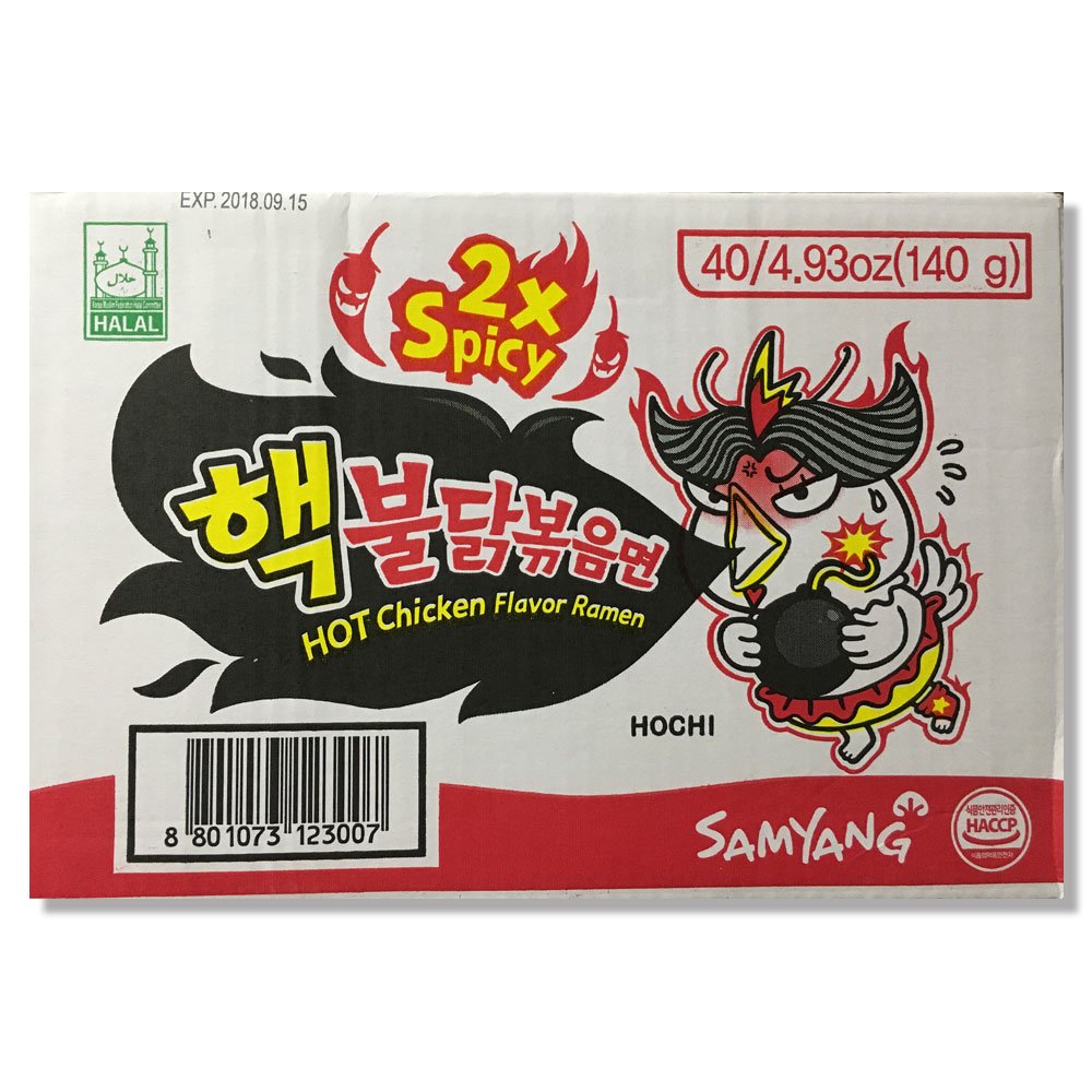 Samyang 2X Spicy Hot Chicken Flavor Ramen 5packs, 24.7 Ounce (Pack of 8)