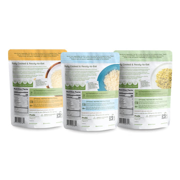 Poshi Riced Vegetables Variety Pack | Ready To Eat, All Natural, Non Gmo, Low Calorie + Carb, Gluten Free, Vegetable Rice, Fully