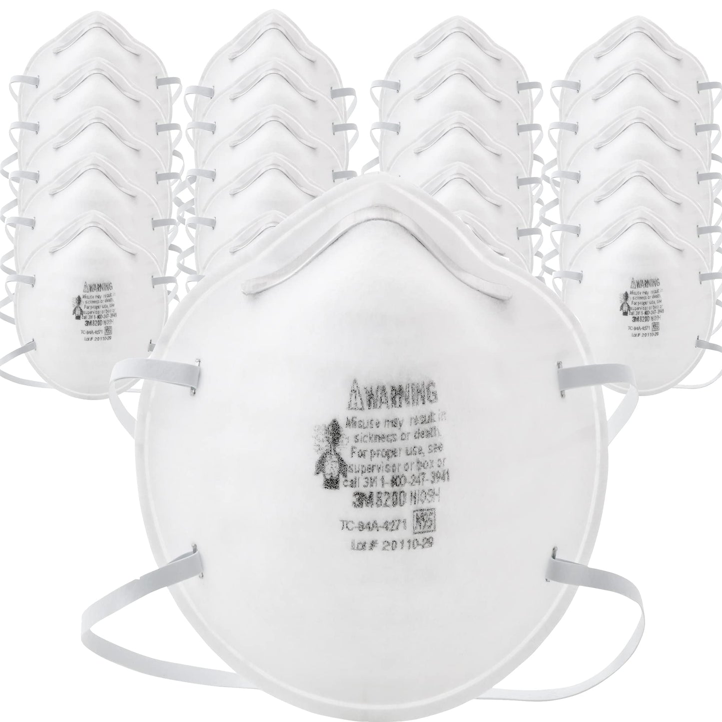 3M 8200 N95 Disposable Particulate Respirator, Pack Of 20, Niosh Approved