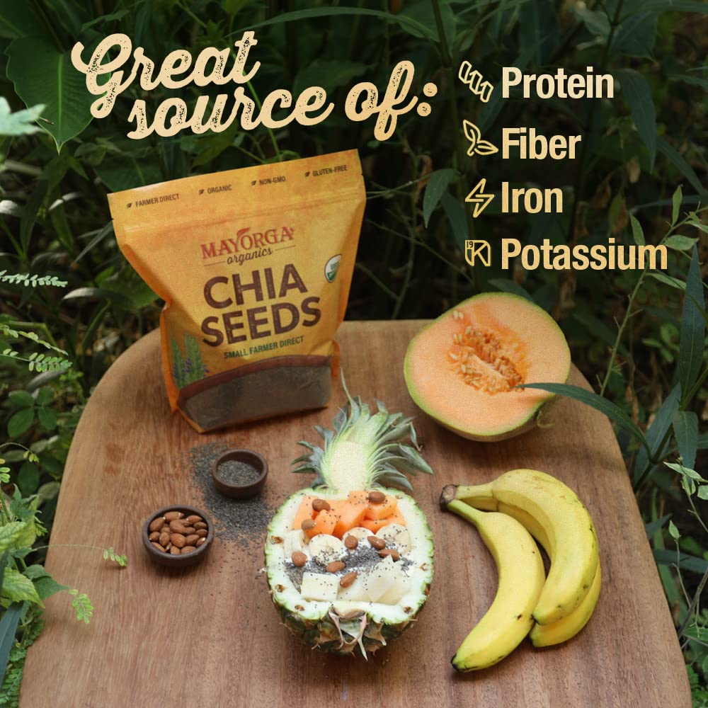 Mayorga Organic Raw Chia Seeds, 3Lb Resealable Bag | Superfood W/Plant-Based Omega 3 & Vegan Protein | Usda Certified, Gluten-Fr