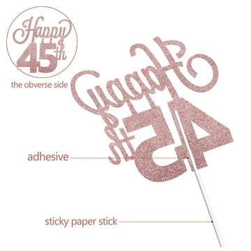 Lingteer Happy 45Th Birthday Cake Topper - Cheers To 45Th Birthday 45 Years Old Birthday Party Cake Decorations Sign.