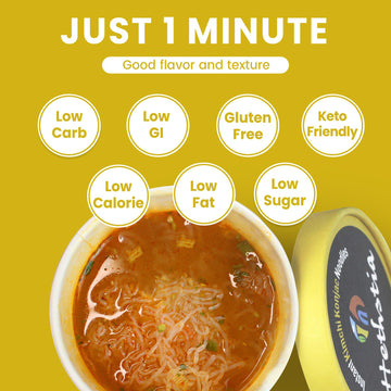 Hethstia Konjac Noodle Instant Kimchi Soup Cup - 6 Pack Low Carb Konjac Shirataki Angel Hair Pasta, Ready-To-Eat Gluten-Free, Lo