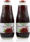 100% Organic Pomegranate Juice, 33.8 Oz Glass Bottle (2 Pack) No Sugar, No Artificial Colors, No Preservatives, No Flavors Added