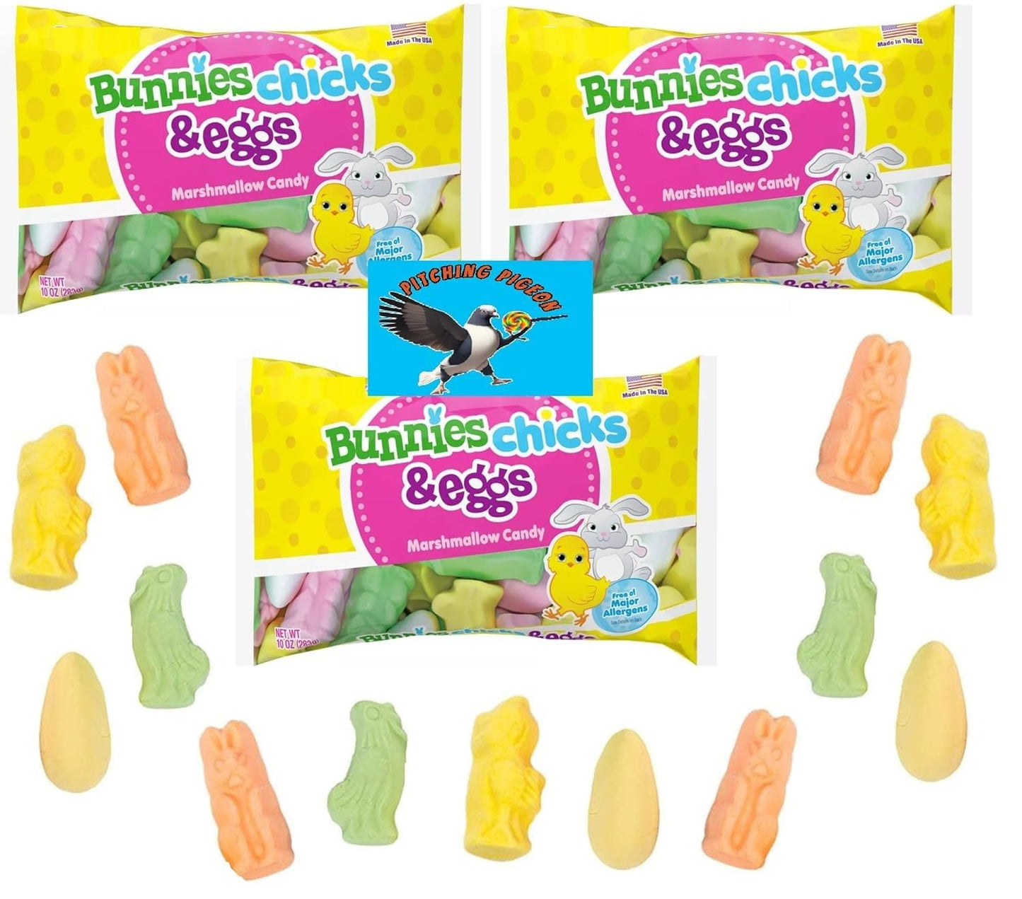 Bunnies Chicks and Eggs Easter Marshmallow Candy 30oz Total - Pefect For Easter Basket Treat Snack Gifts and Egg Hunt Stuffers