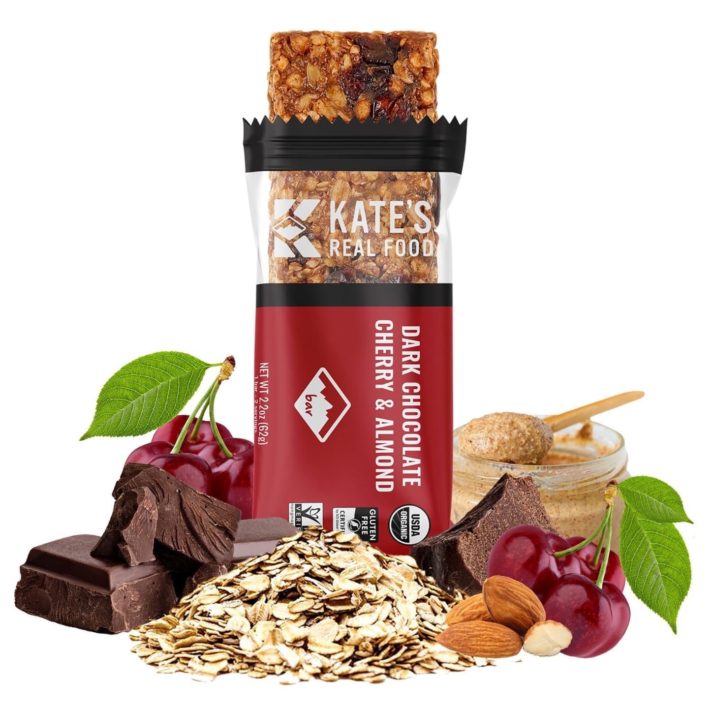 Kates Real Food Organic Granola Bars (2.2 Oz Pack Of 6) Dark Chocolate Cherry & Almond Fruit & Nut Energy Bar Non-Gmo All-Natural Ingredients Gluten-Free And Soy-Free Healthy Snack With Natural Flavors