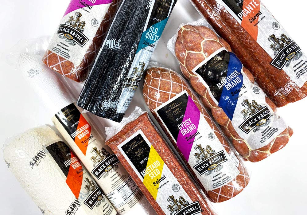 Zesty Brand Dry Aged Salami Sausage. Piller'S (Black Kassel) Canada Approx. 2.3 Lb