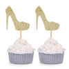 Pack Of 24 Gold Glitter High Heel Cupcake Toppers For Wedding Engagement Bridal Shower Party Stiletto Pump Decorations