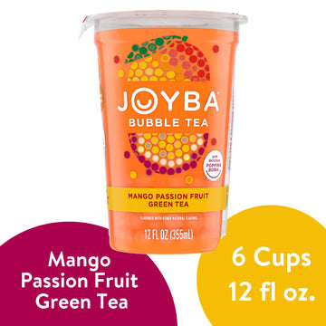 Joyba Bubble Tea Mango Passion Fruit Green Tea, 6 Pack, 12 Fl. Oz. Cups