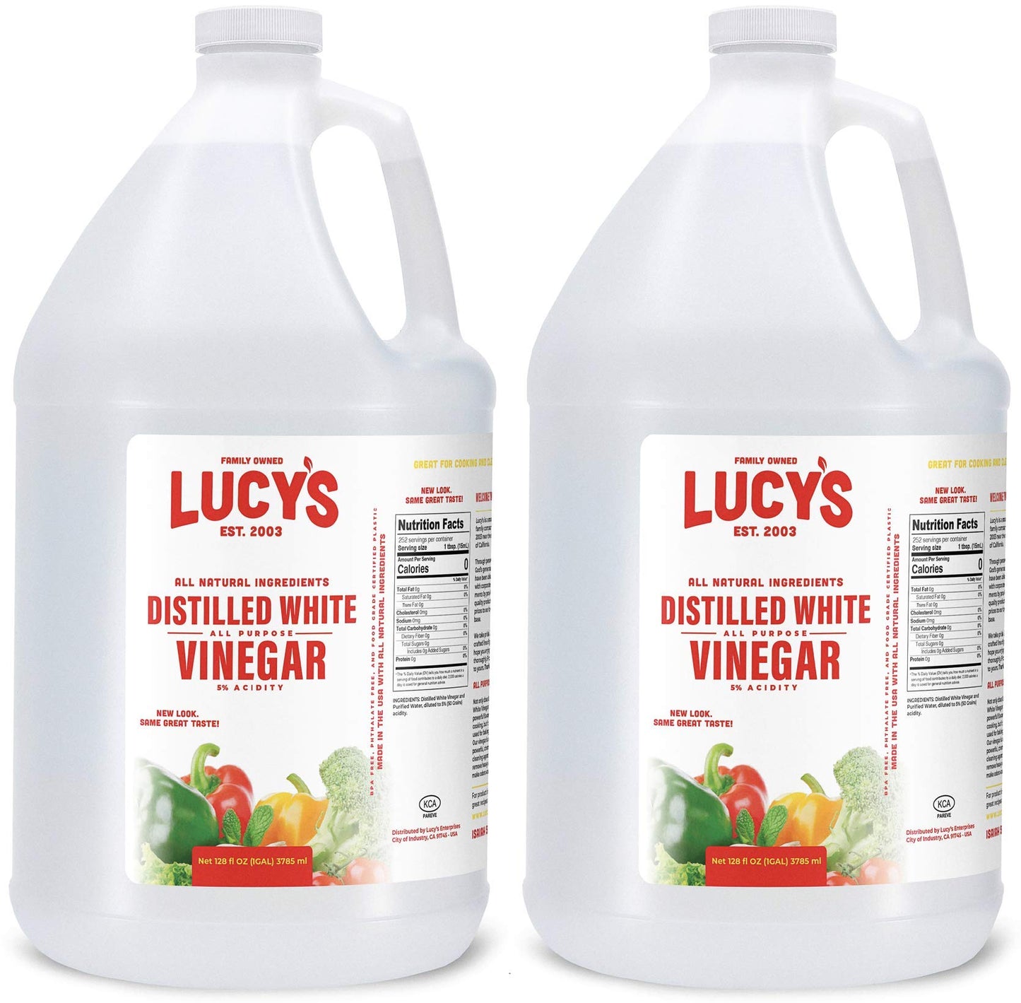 Lucy s Family Owned - Natural Distilled White Vinegar, 1 Gallon 128oz. (Pack of 2)