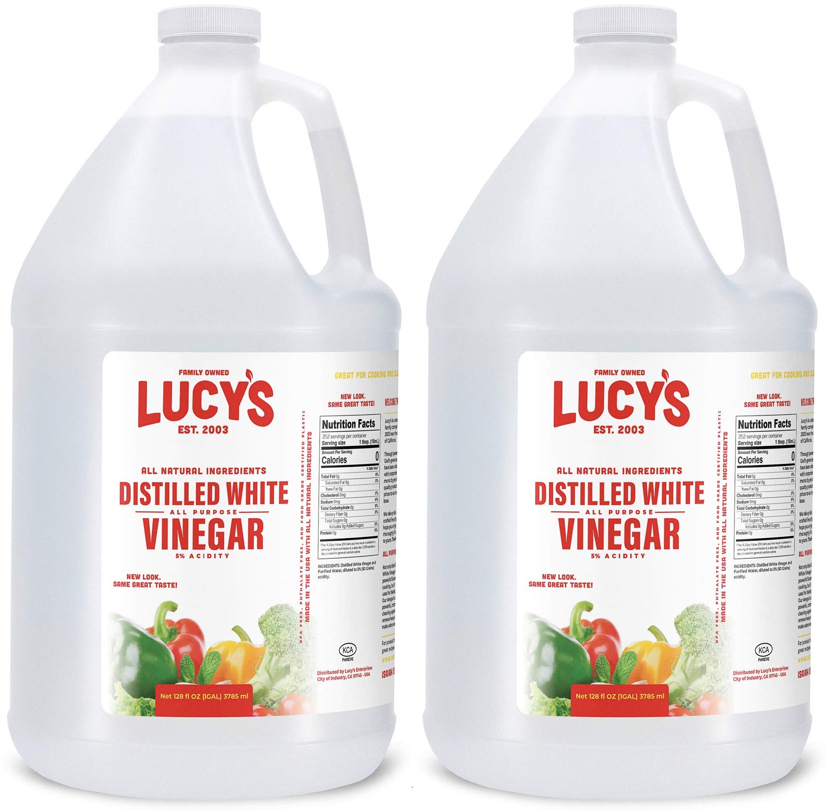 Lucy s Family Owned - Natural Distilled White Vinegar, 1 Gallon 128oz. (Pack of 2)