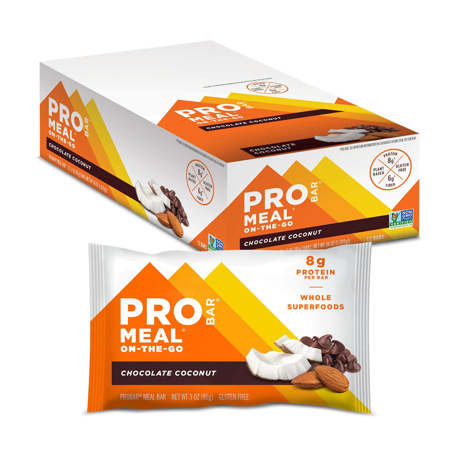 PROBAR - MEAL Bar, Chocolate Coconut, Non-GMO, Gluten-Free, Healthy, Plant-Based, Whole-Food Ingredients, Natural Energy (12 Cou