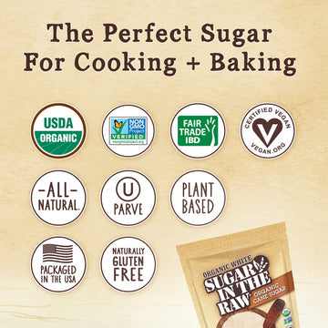 Sugar In The Raw Organic Granulated White Premium Cane Sugar, Pure Natural Sweetener, Hot & Cold Drinks, Coffee, Cooking, Baking