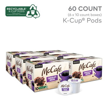 McCafe Chocolate Mocha Coffee K-Cup Pods, Flavored Coffee, 60 Count (6 Packs of 10) for Keurig, Single Serve