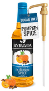 Syruvia Sugar Free Pumpkin Spice Syrup With Syrup Pump Dispenser - Pumpkin Spice Coffee Syrup Flavor, 25.4 fl oz, Kosher, Gluten