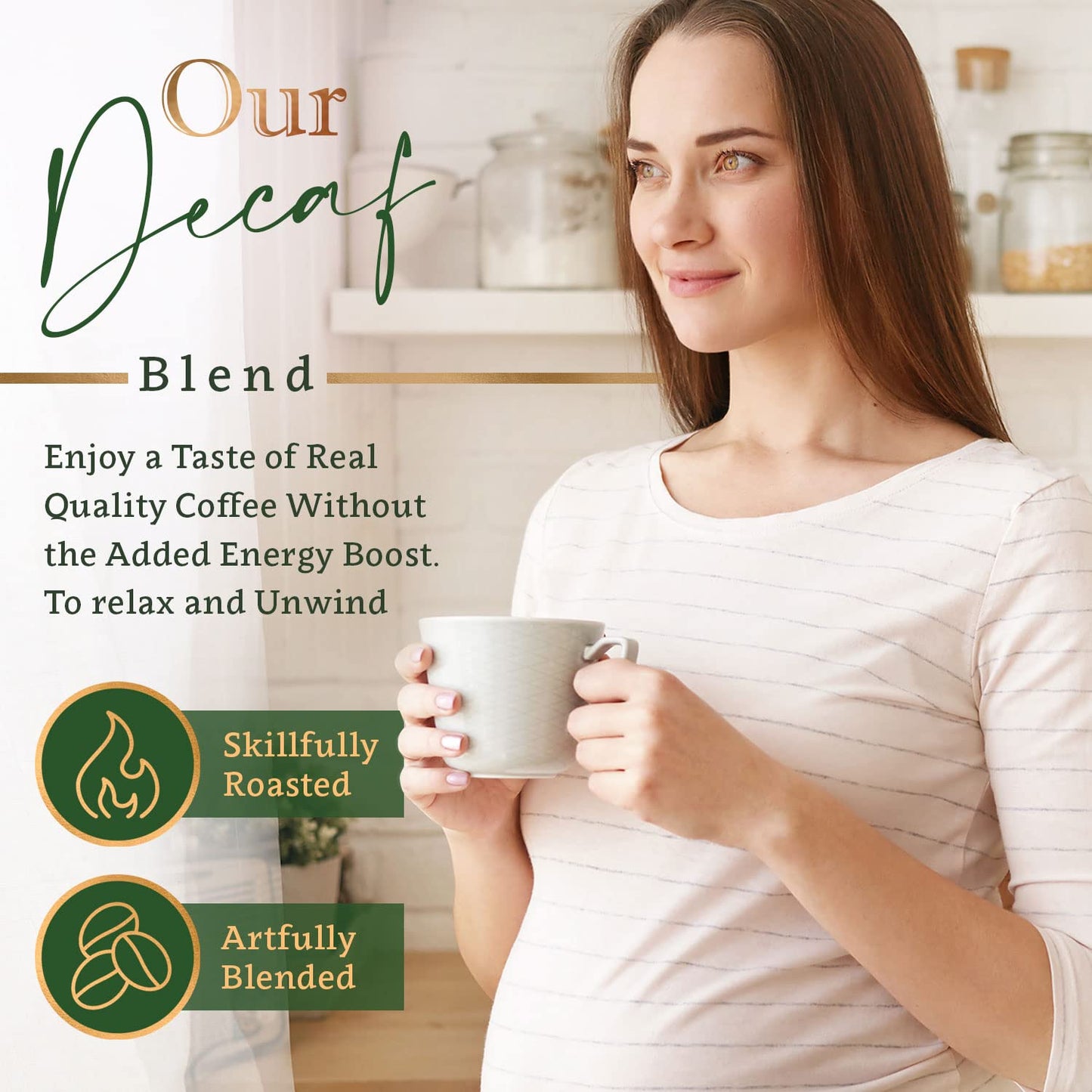 COFFEA FLAVOR FINE ORGANIC COFFEE Decaf Whole Bean Medium Roast 16 Oz USDA Organic Fair Trade