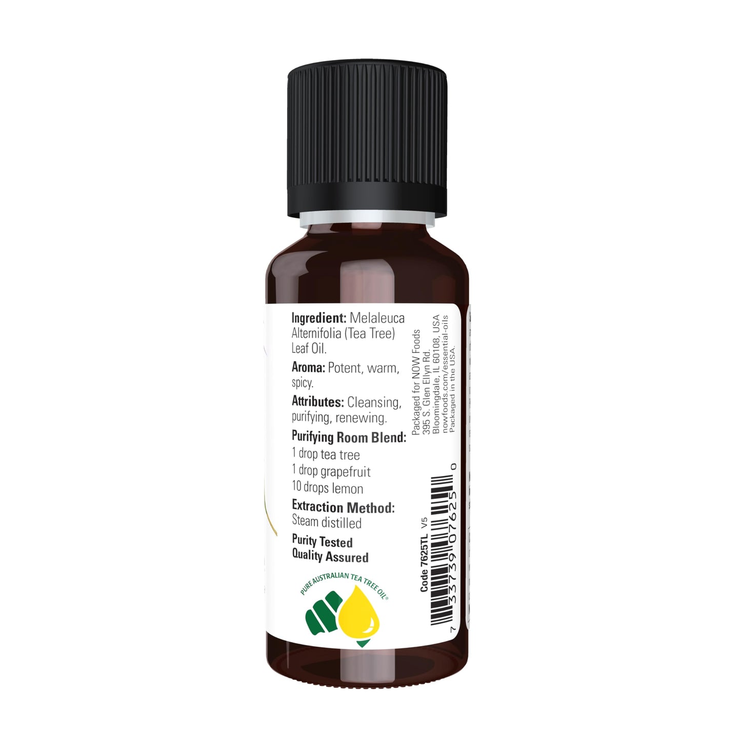 Now Essential Oils, Tea Tree Oil, Cleansing Aromatherapy Scent, Steam Distilled, 100% Pure, Vegan, Child Resistant Cap, 1-Ounce