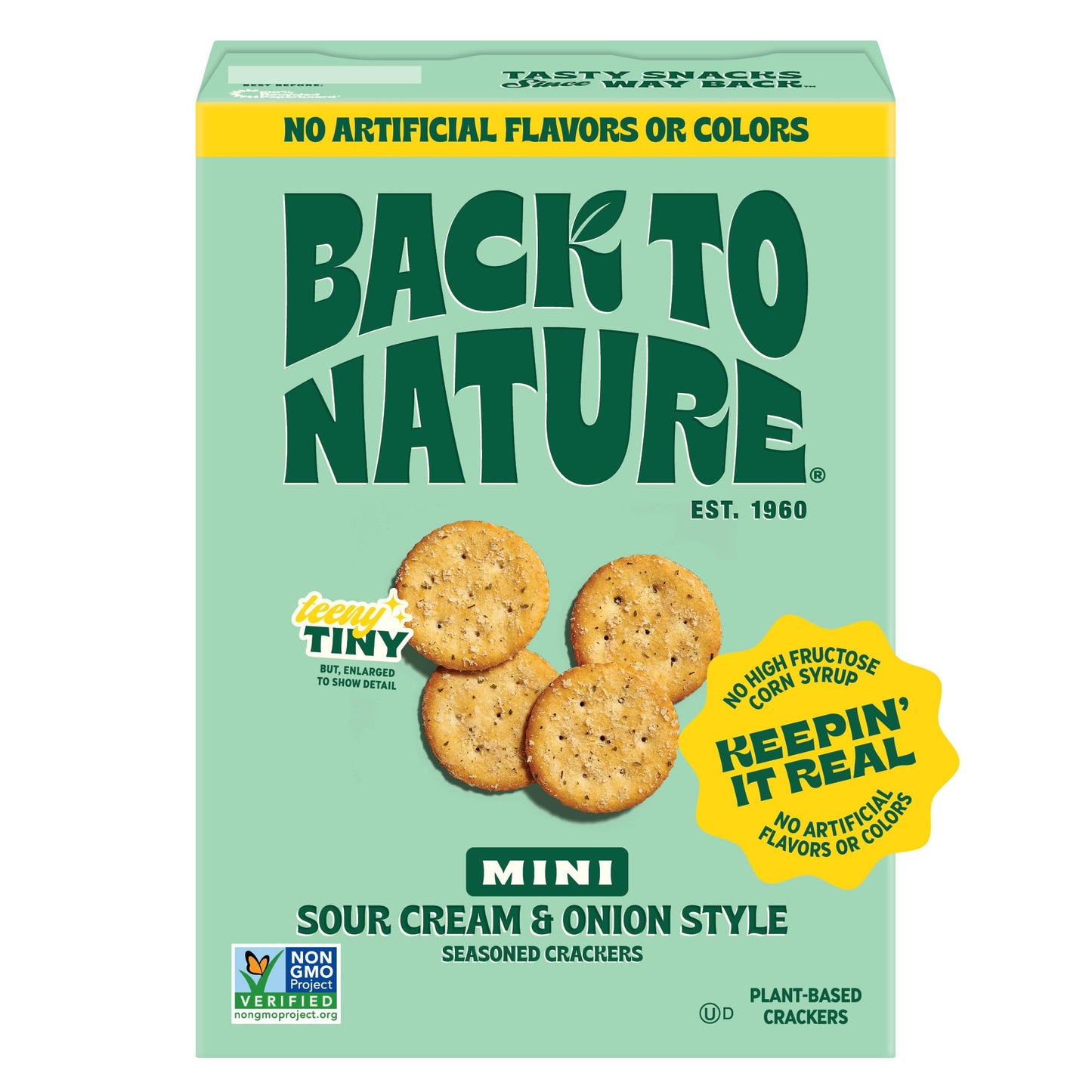 NEW Back to Nature Sour Cream & Onion Style Mini Seasoned Crackers, Non-GMO, Plant-Based Snack Cracker, Snack Happy, 5 oz Box