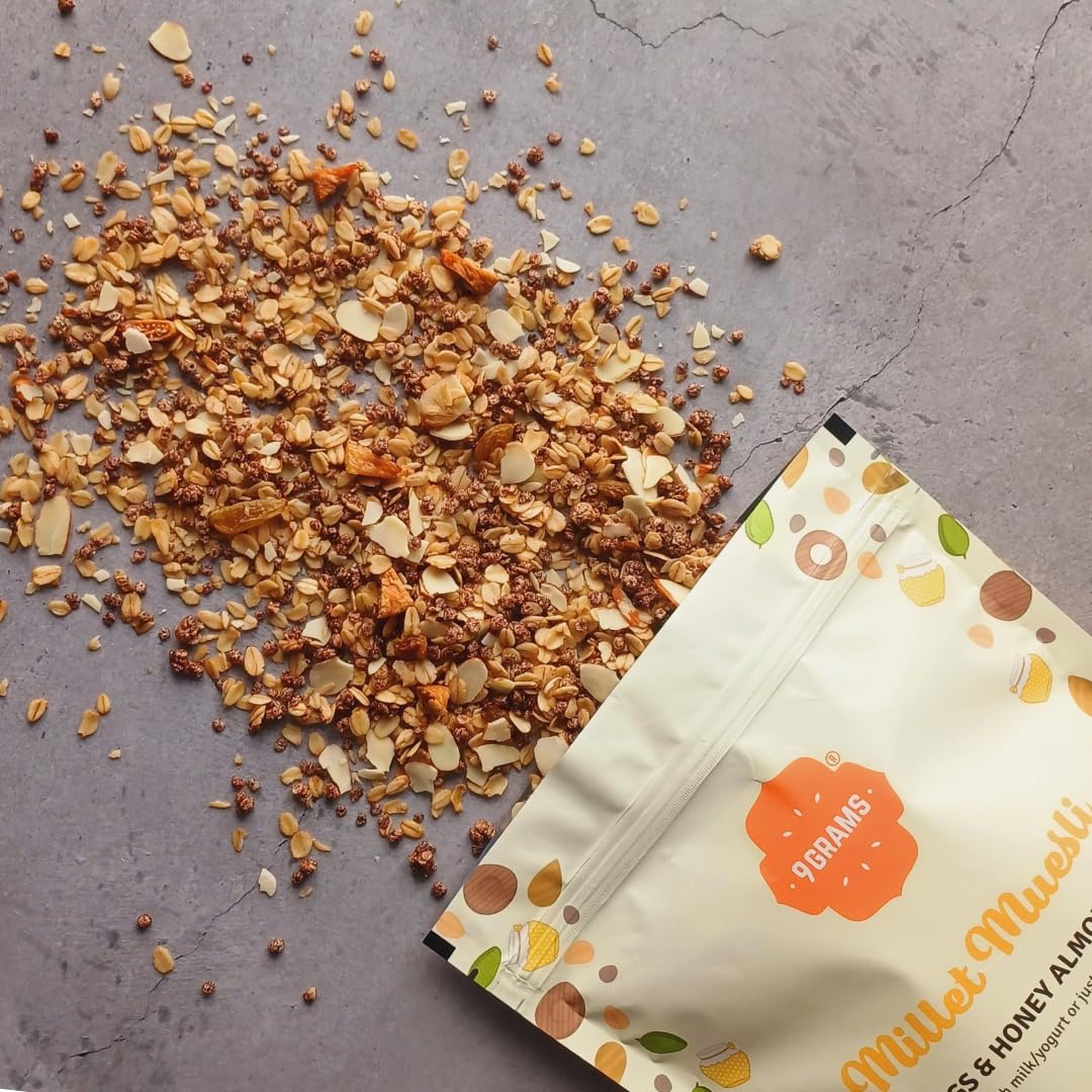 9Grams Millet Muesli | 100% Natural | With Ragi Millets | 8G Protein | Healthy Breakfast Without Added Sugar Or Preservatives (T