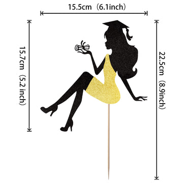 1 Pcs 2024 Graduation Cake Topper With Glitter Grad Cap Diploma High Heel Girl Graduation Cake Pick 2024 Senior Graduation Cake