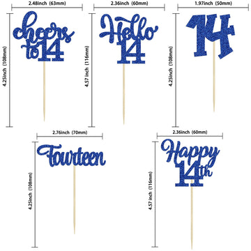 30Pcs 14Th Birthday Cupcake Toppers Hello 14 Cupcake Picks Fourteen Cheers To 14 Years Old Cake Decorations For 14Th Birthday An