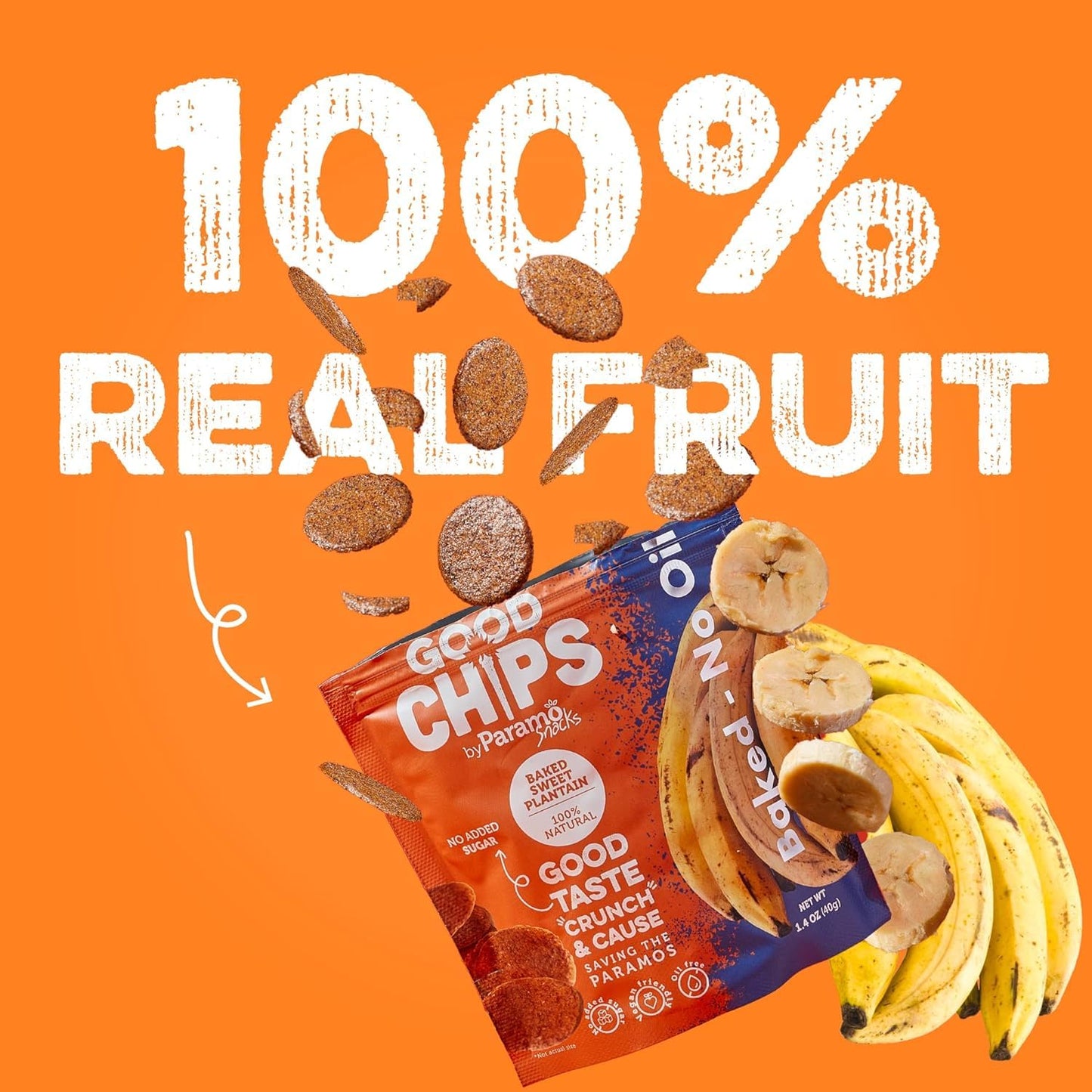 Good Chips Baked Crunchy Sweet Plantain Chips - Crispy, Oil Free, Healthy Maduritos - 1.4 Oz - Pack Of 12