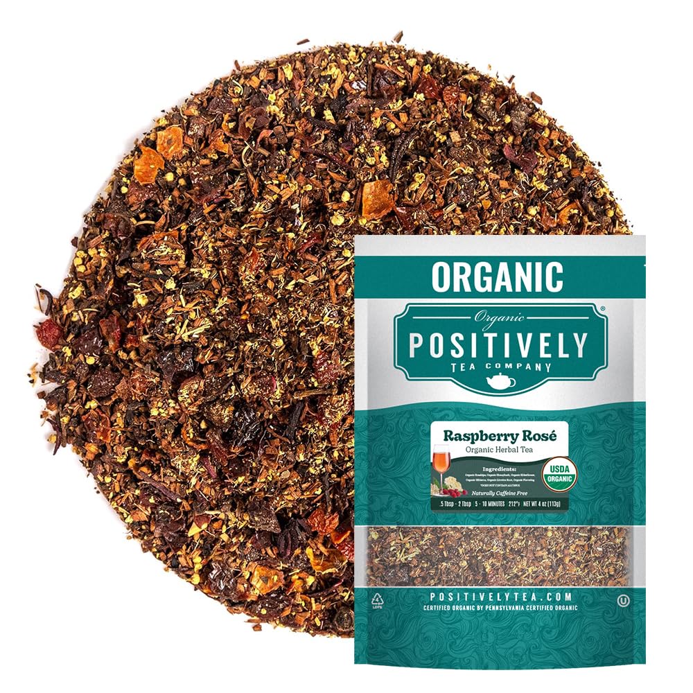 Organic Positively Tea Company Raspberry Ros? Herbal Tea Loose Leaf 4 Ounce