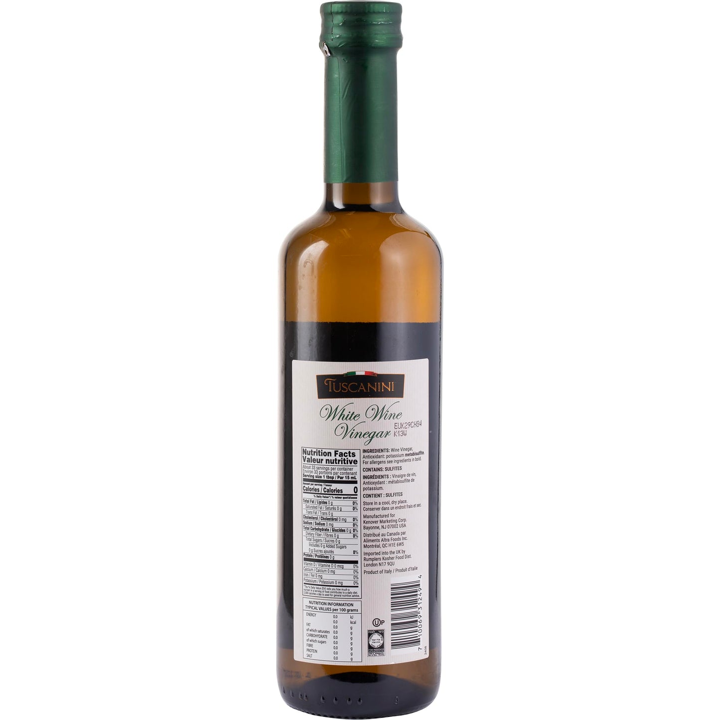 Tuscanini White Wine Vinegar for Salads and Cooking, 16.9 Fl Oz, Kosher for Passover, Product of Italy