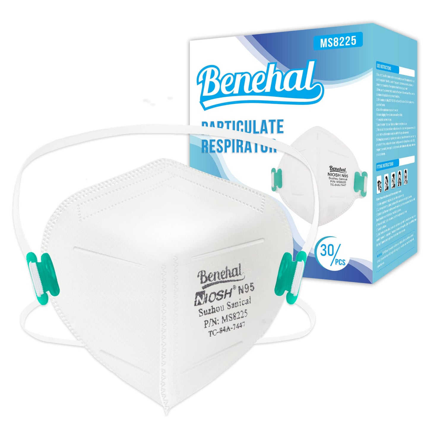 N95 Face Mask,30 Pack Niosh Certified N95 Disposable Respirator 5-Ply Safety Breathable Face Masks, Filter Efficiency 95%, Adjus