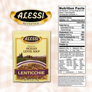 Alessi Autentico Premium Soups, Traditional Flavors, Sicilian Lentil (Sicilian Lentil, 6 Ounce (Pack Of 6))