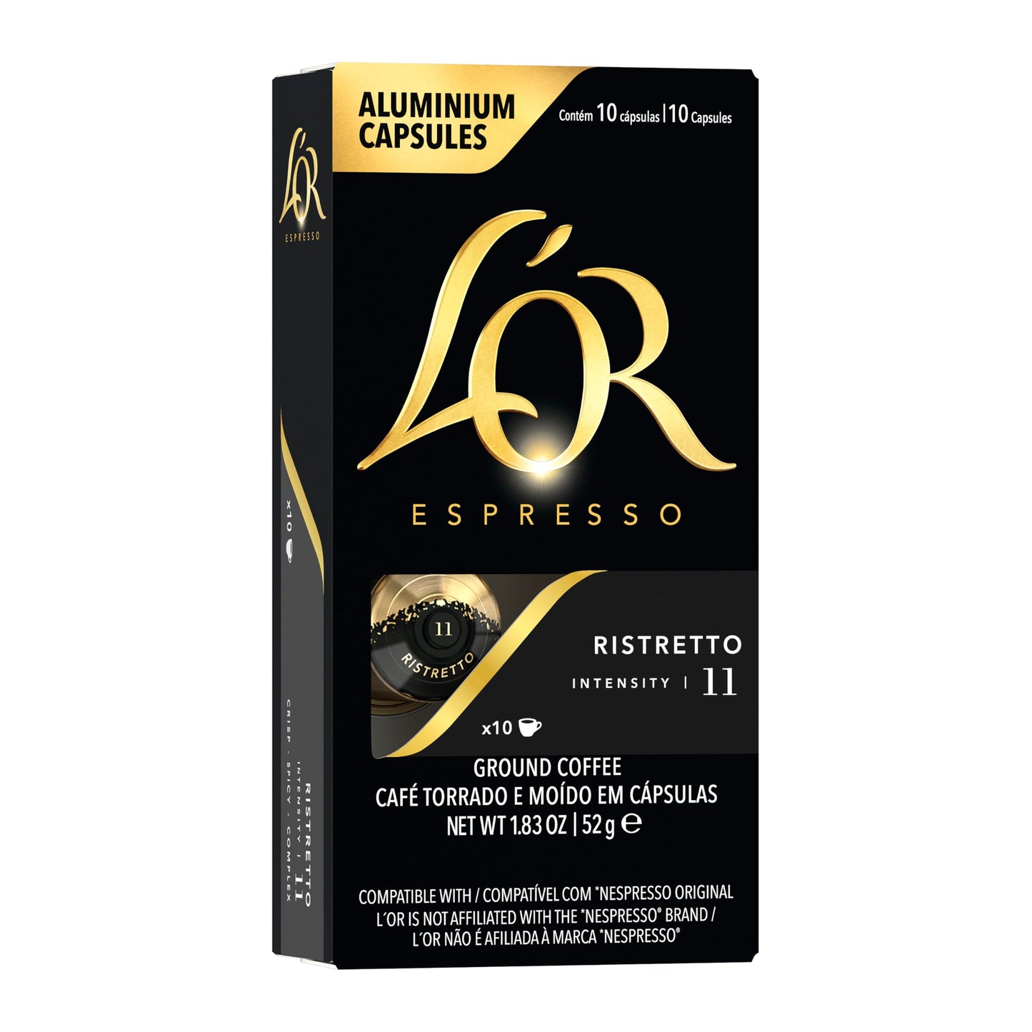 LOr Espresso Units 10 Count Ristretto Single-Serve Aluminum Coffee Units Compatible With The LOr Barista System & *Nespresso Oriflavor Blendal Machines 10 Count (Pack Of 1)