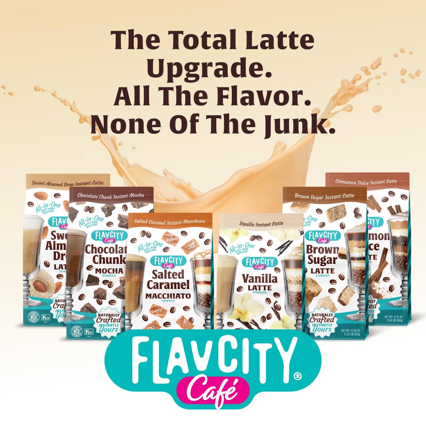 FlavCity Caf? Vanilla Latte - Flavored Instant Coffee Powder Mix with Grass-Fed Whole Milk & Real Vanilla - Instant Latte Made from Real Ingredients - All In One Just Add Water (20 Servings)