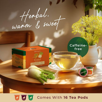 Gya Tea Co Fennel Herbal Tea Pod (16 Ct) - Decaf Wellness Tea For Good Night'S Rest Of Bloating & Digestion